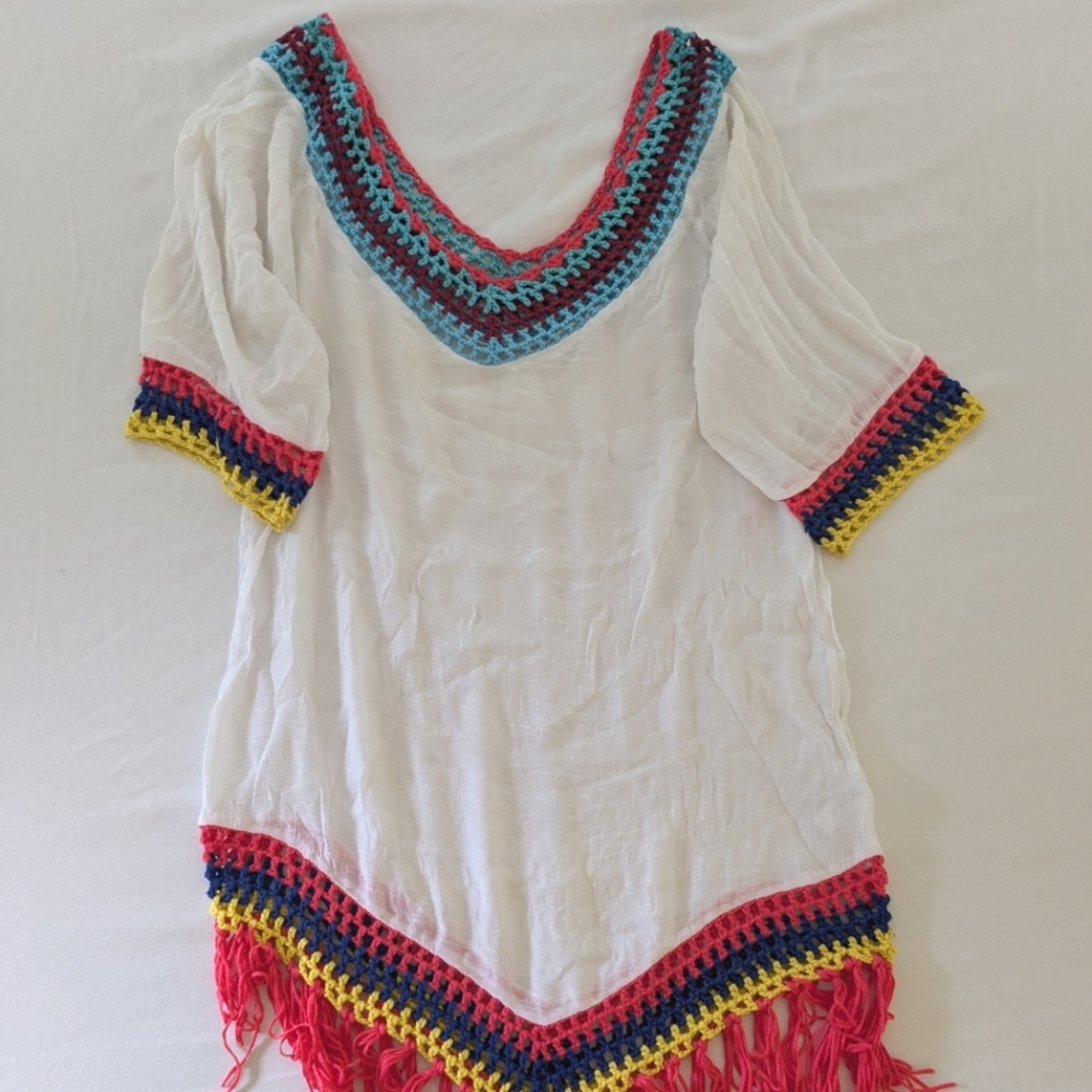 Beach Coverup - Multi-color Tassled